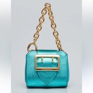 Burberry Metallic Teal Mini Bag with Gold Chain